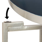 Table pliante de service ronde en métal avec base argentée