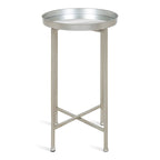 Table pliante de service ronde en métal avec base argentée