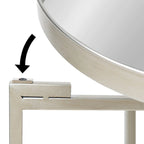Table pliante de service ronde en métal avec base argentée
