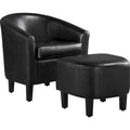Fauteuil Club en Similicuir et Son Repose-pieds