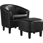Fauteuil Club en Similicuir et Son Repose-pieds