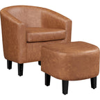 Fauteuil Club en Similicuir et Son Repose-pieds