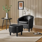 Fauteuil Club en Similicuir et Son Repose-pieds