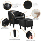 Fauteuil Club en Similicuir et Son Repose-pieds