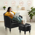 Fauteuil Club en Similicuir et Son Repose-pieds