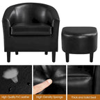Fauteuil Club en Similicuir et Son Repose-pieds