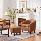 Fauteuil Club en Similicuir et Son Repose-pieds