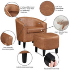Fauteuil Club en Similicuir et Son Repose-pieds