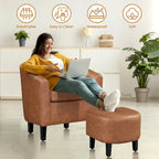 Fauteuil Club en Similicuir et Son Repose-pieds
