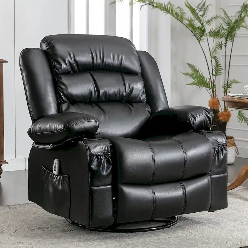 Fauteuil inclinable, pivotant et à bascule manuel avec massage et chauffage