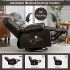 Fauteuil inclinable, pivotant et à bascule manuel avec massage et chauffage