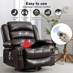 Fauteuil inclinable, pivotant et à bascule manuel avec massage et chauffage