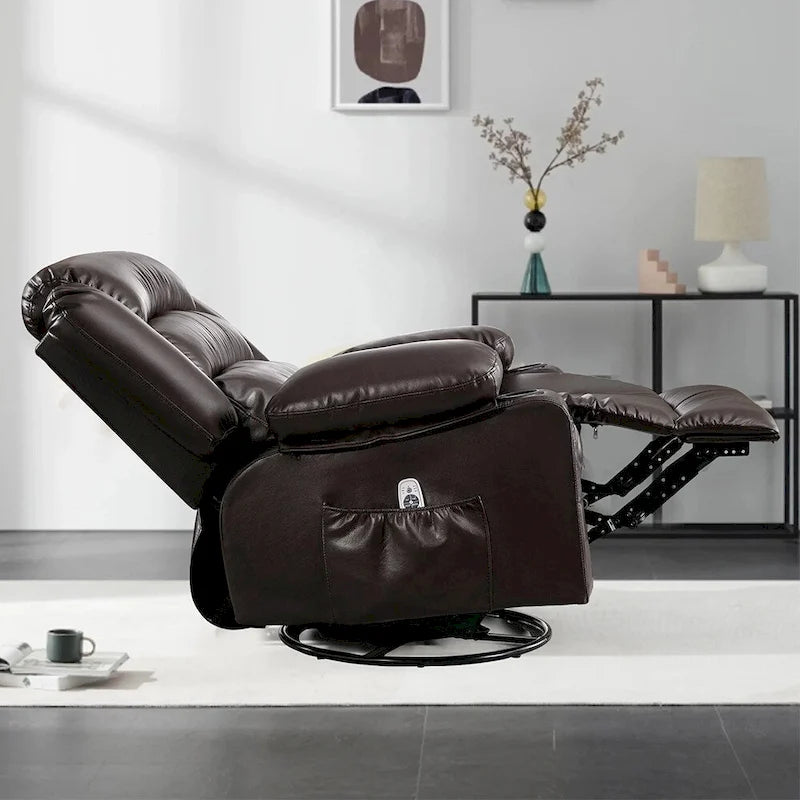 Fauteuil inclinable, pivotant et à bascule manuel avec massage et chauffage