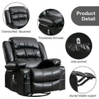 Fauteuil inclinable, pivotant et à bascule manuel avec massage et chauffage