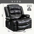 Fauteuil inclinable, pivotant et à bascule manuel avec massage et chauffage
