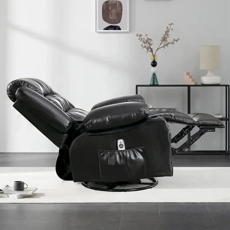 Fauteuil inclinable, pivotant et à bascule manuel avec massage et chauffage