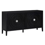 Bahut rétro avec portes à rainures circulaires et poignées rondes en métal – 60L x 16P x 32H