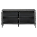 Bahut rétro avec portes à rainures circulaires et poignées rondes en métal – 60L x 16P x 32H
