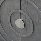 Bahut rétro avec portes à rainures circulaires et poignées rondes en métal – 60L x 16P x 32H
