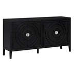 Bahut rétro avec portes à rainures circulaires et poignées rondes en métal – 60L x 16P x 32H