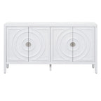 Bahut rétro avec portes à rainures circulaires et poignées rondes en métal – 60L x 16P x 32H
