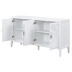Bahut rétro avec portes à rainures circulaires et poignées rondes en métal – 60L x 16P x 32H