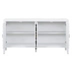 Bahut rétro avec portes à rainures circulaires et poignées rondes en métal – 60L x 16P x 32H