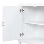 Bahut rétro avec portes à rainures circulaires et poignées rondes en métal – 60L x 16P x 32H