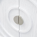 Bahut rétro avec portes à rainures circulaires et poignées rondes en métal – 60L x 16P x 32H