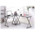 Bureau d'angle en verre trempé en L