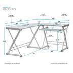 Bureau d'angle en verre trempé en L