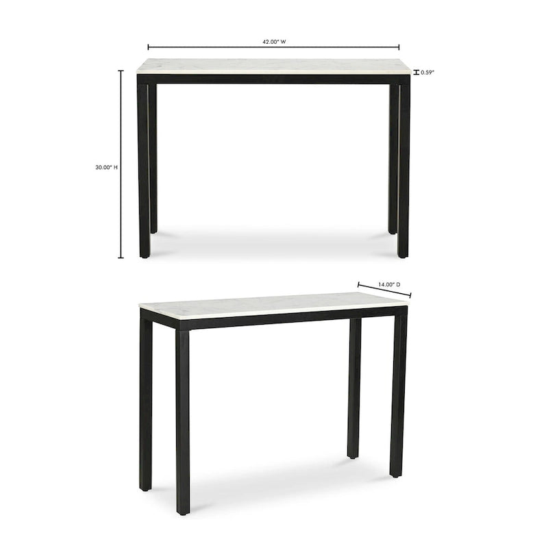 Console moderne en marbre blanc - 42 L x 30 H x 14 P