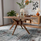 Table de salle à manger ovale en noyer de style Mid-Century Modern de 71 pouces