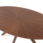 Table de salle à manger ovale en noyer de style Mid-Century Modern de 71 pouces
