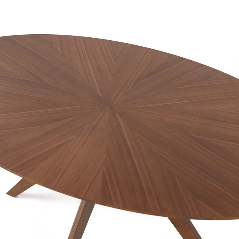 Table de salle à manger ovale en noyer de style Mid-Century Modern de 71 pouces