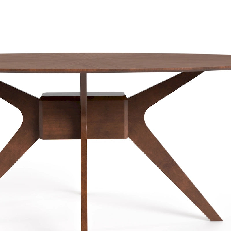 Table de salle à manger ovale en noyer de style Mid-Century Modern de 71 pouces