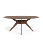 Table de salle à manger ovale en noyer de style Mid-Century Modern de 71 pouces