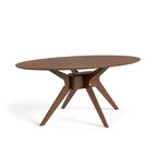 Table de salle à manger ovale en noyer de style Mid-Century Modern de 71 pouces