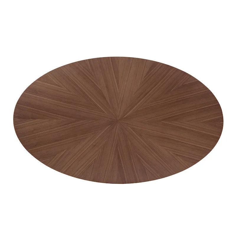 Table de salle à manger ovale en noyer de style Mid-Century Modern de 71 pouces