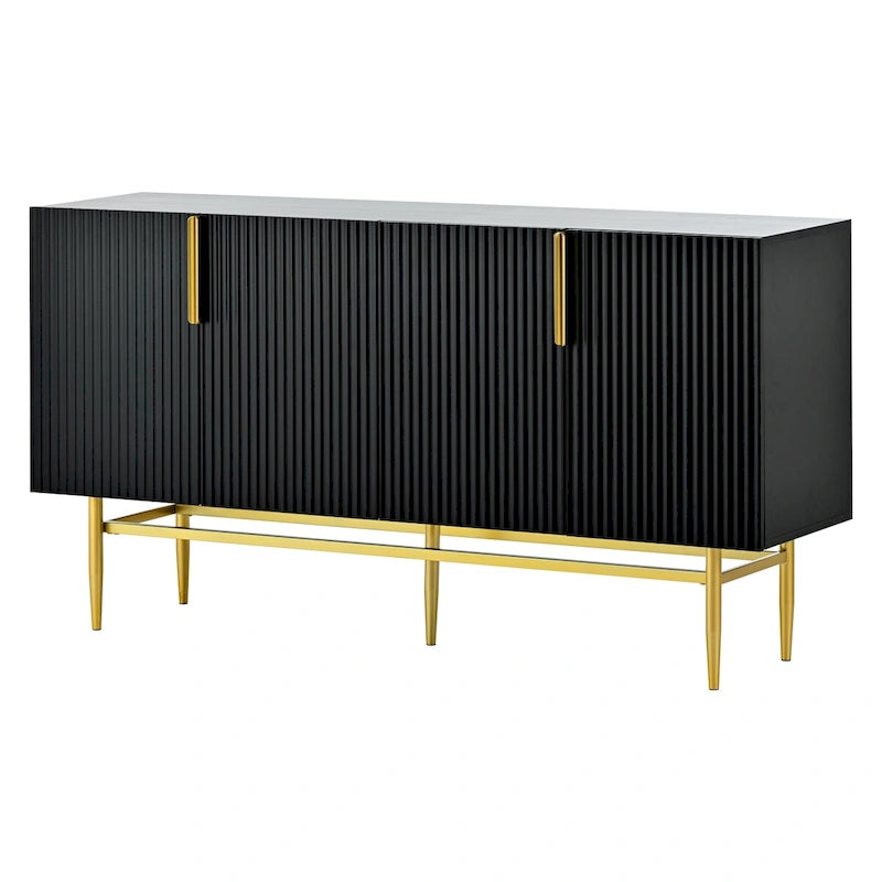 Buffet enfilade à 4 portes avec poignées métalliques - 152,4 L x 38,6 l x 78,5 H cm