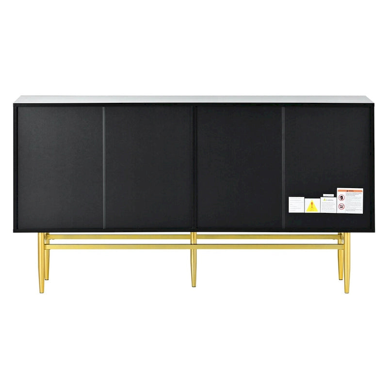 Buffet enfilade à 4 portes avec poignées métalliques - 152,4 L x 38,6 l x 78,5 H cm