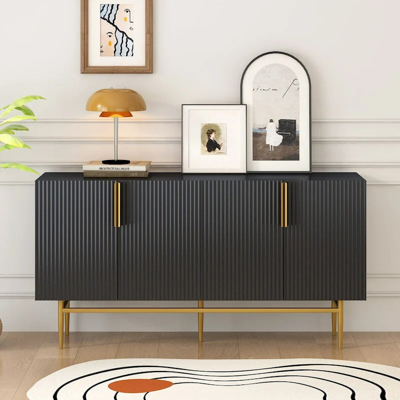 Buffet enfilade à 4 portes avec poignées métalliques - 152,4 L x 38,6 l x 78,5 H cm
