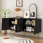 Buffet enfilade à 4 portes avec poignées métalliques - 152,4 L x 38,6 l x 78,5 H cm