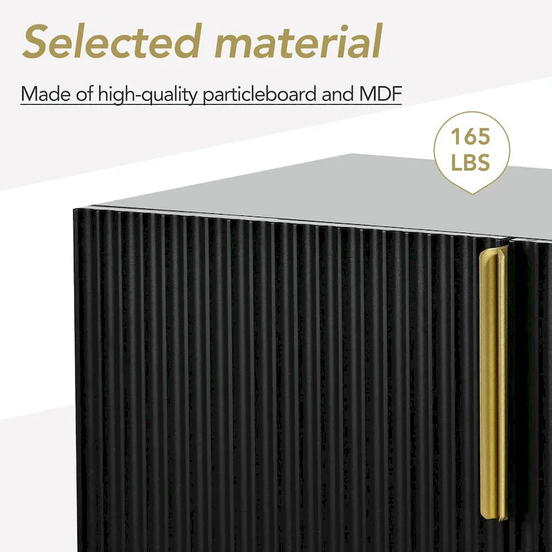 Buffet enfilade à 4 portes avec poignées métalliques - 152,4 L x 38,6 l x 78,5 H cm