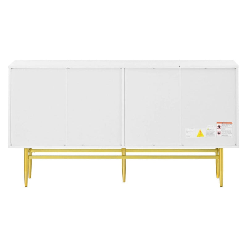 Buffet enfilade à 4 portes avec poignées métalliques - 152,4 L x 38,6 l x 78,5 H cm