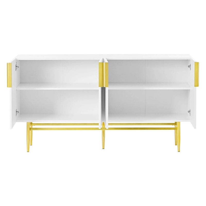 Buffet enfilade à 4 portes avec poignées métalliques - 152,4 L x 38,6 l x 78,5 H cm