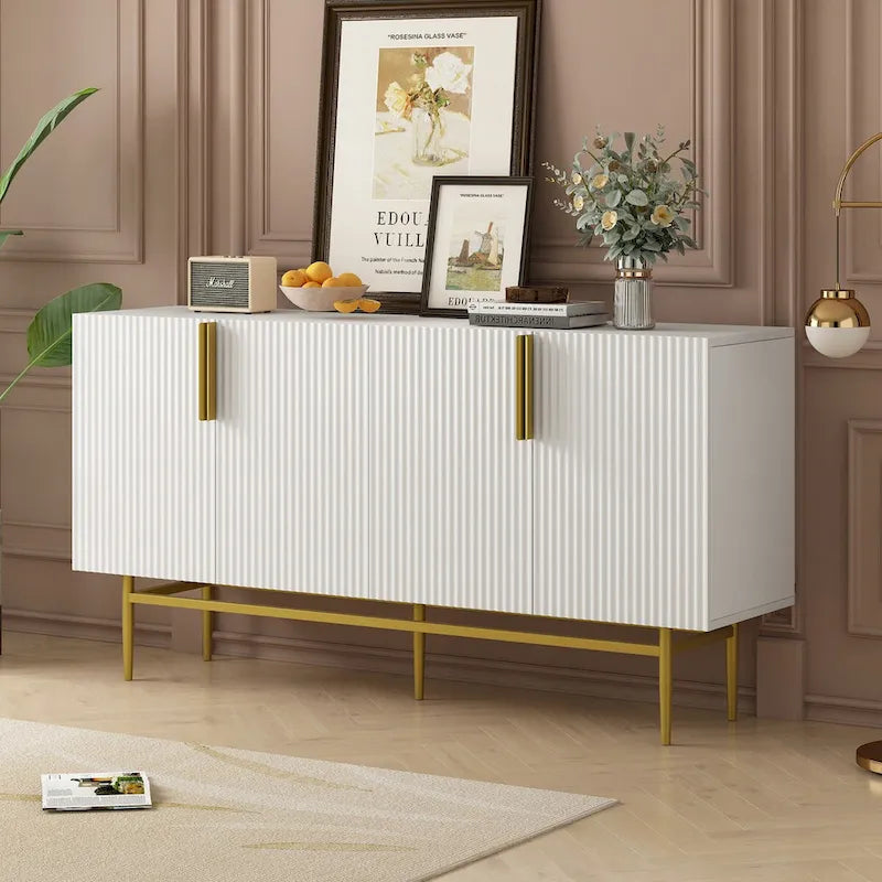Buffet enfilade à 4 portes avec poignées métalliques - 152,4 L x 38,6 l x 78,5 H cm