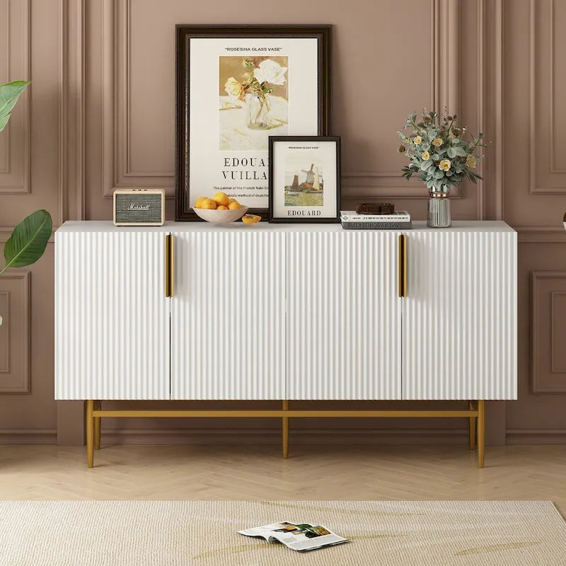 Buffet enfilade à 4 portes avec poignées métalliques - 152,4 L x 38,6 l x 78,5 H cm