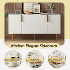 Buffet enfilade à 4 portes avec poignées métalliques - 152,4 L x 38,6 l x 78,5 H cm