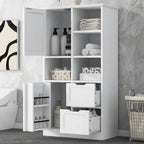Meuble de rangement de salle de bain autoportant avec portes et tiroirs